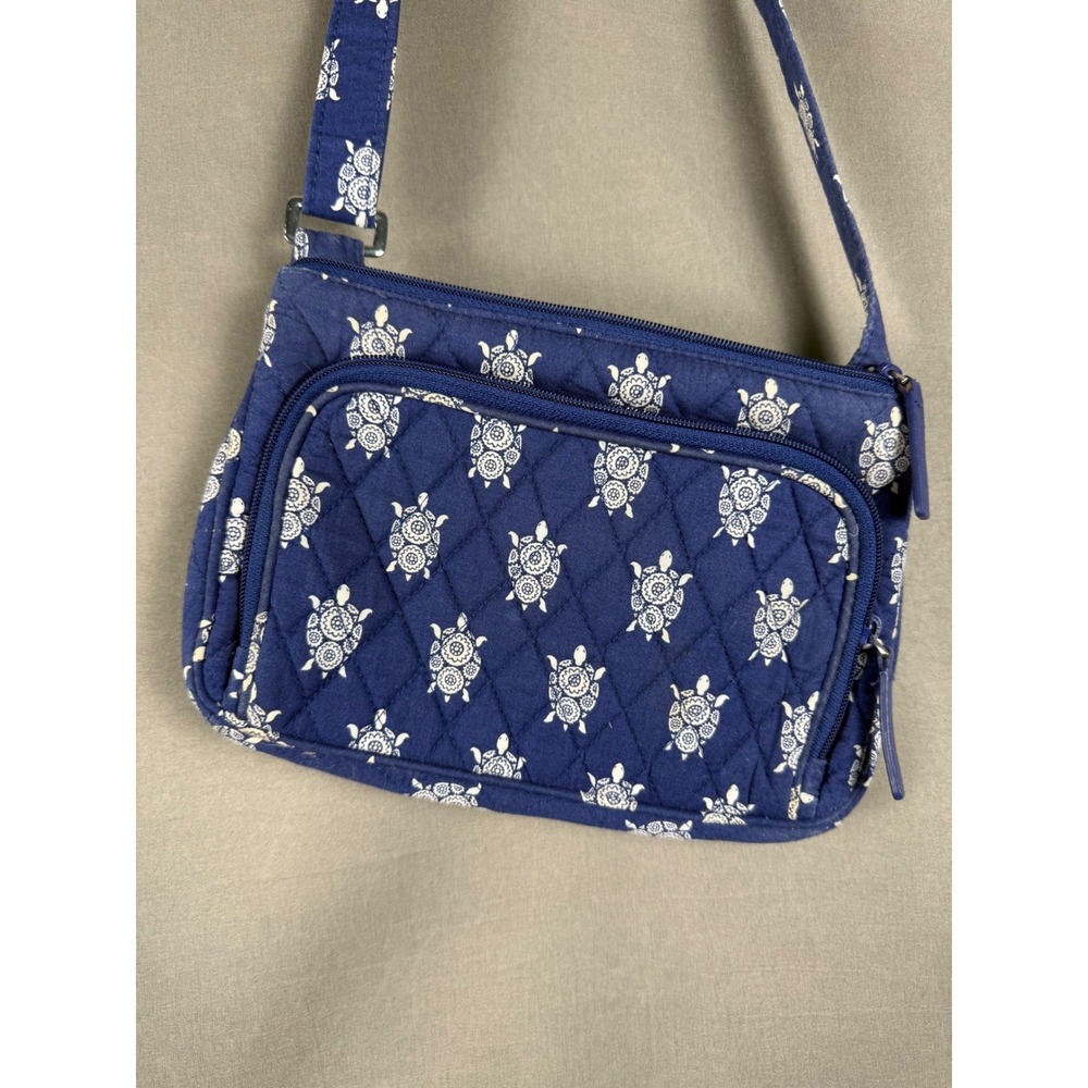 Vera Bradley Crossbody Bag Womens Small Blue Sea Turtle Quilted Wallet Purse